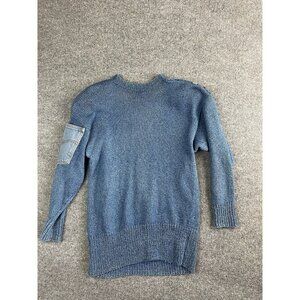 Vintage Jeene Sweater Women's M/L Blue Knit Denim Trim Pullover Oversized 90s